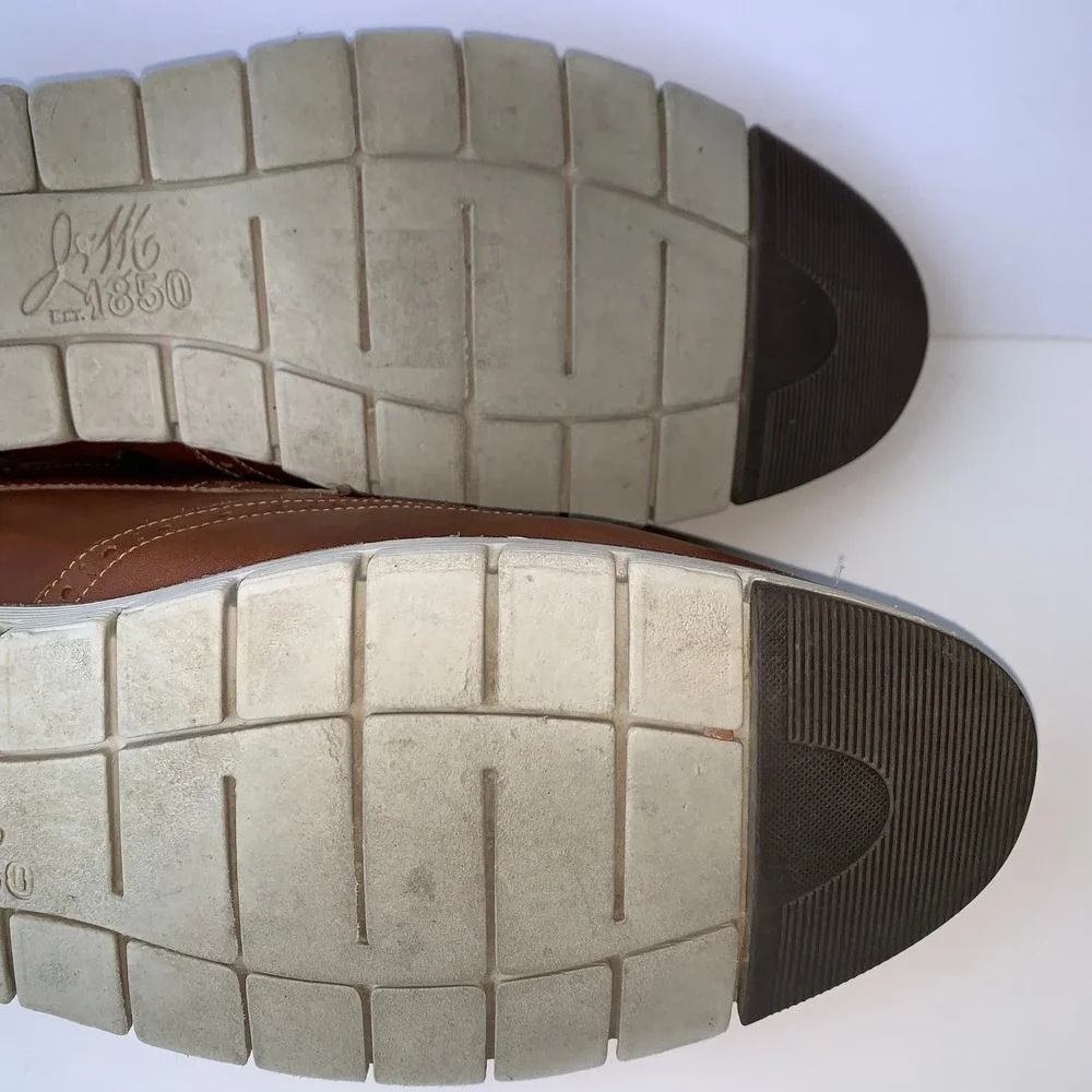 J&M Wingtip Oxford Dress Shoes Leather Comfort Brown Size 13M Johnston & Murphay